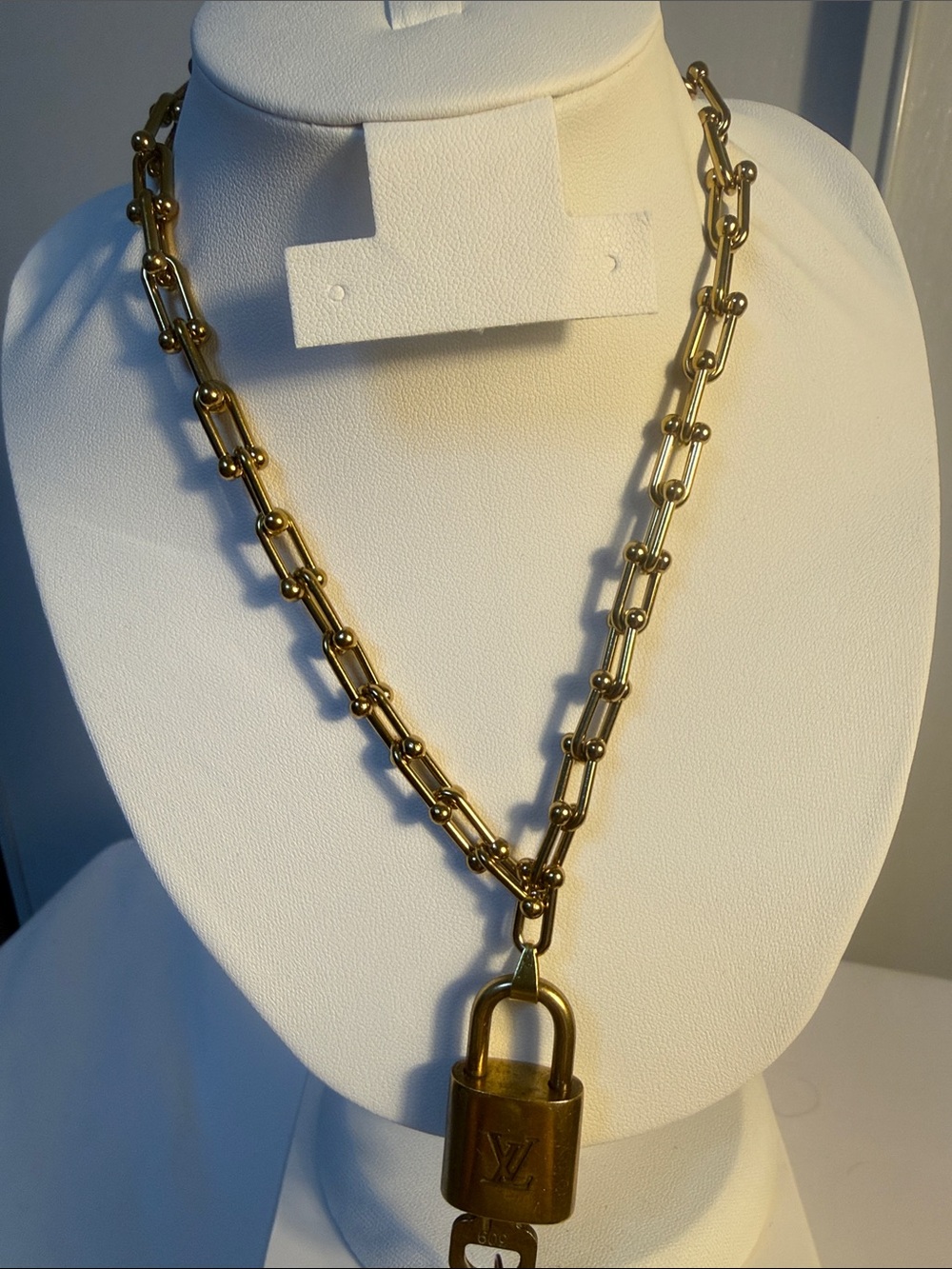 Louis Vuitton Gold Padlock Pendant Necklace